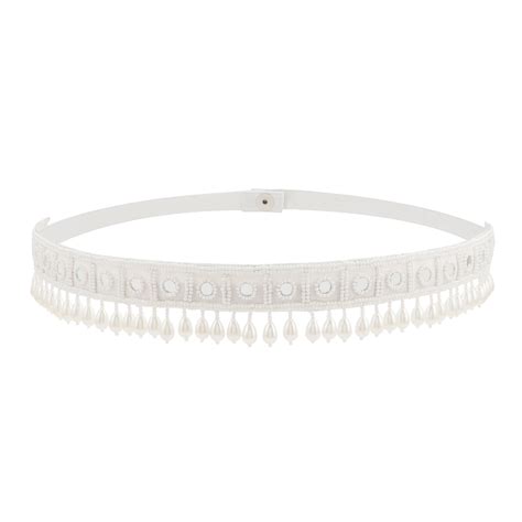 Teejh Saraayu Bead Mirror White Belt