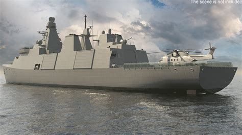 Naval Frigate with Transport Helicopter 3D model | 3D Molier International