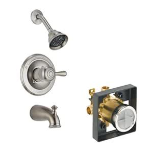 Delta Delta KTSDLE-T14478H778-SS Leland Tub/Shower Kit Pressure-Balance ...