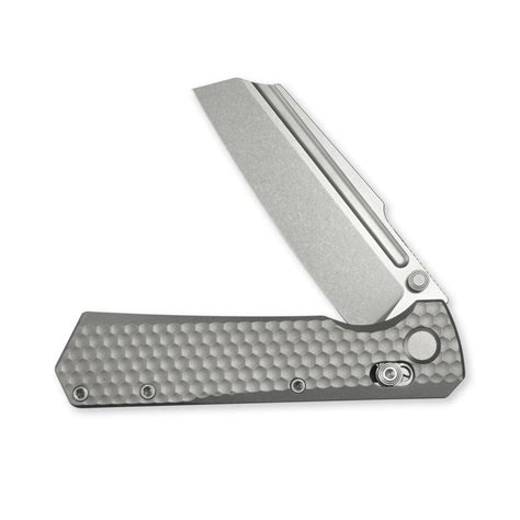 GEO Knife Noxiz Axis lock Folding Knife Gray 6AL4V Titanium Handle 3.1