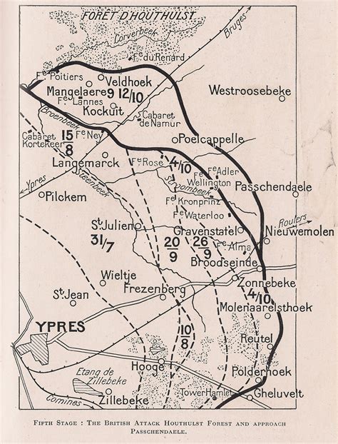 Map showing the stages of the Third Ypres campaign. Illustrated Michelin Guides to the Battle ...