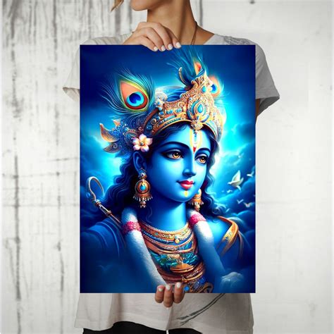 High-Quality Metal Posters - Lord Krishna LK07 | Vibrant Colors & Sharp ...