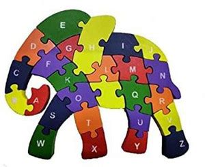 NONU 3D Wooden Jigsaw Puzzle, Elephant Shaped Alphabet and Number ...