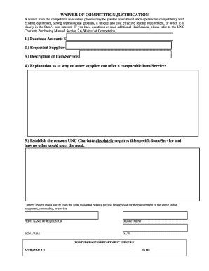 Fillable Online Waiver of Competition Justification - University of ...