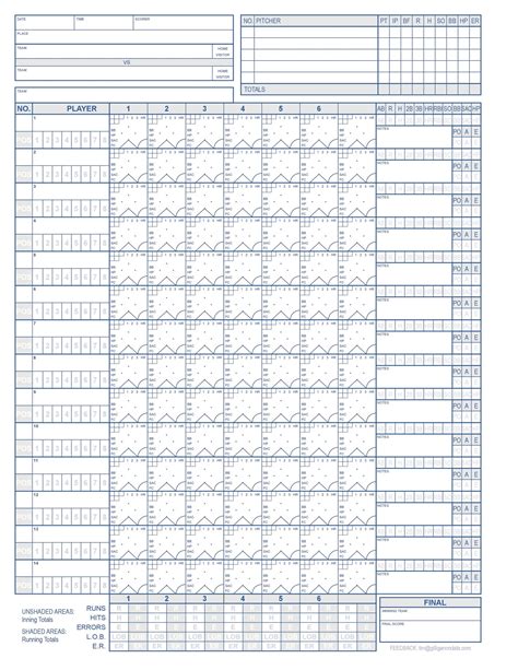 Printable Baseball Scorebook Page - King Printables