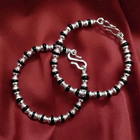 Baby bangles with black beads | Silver Nazariya by Silver Linings ...