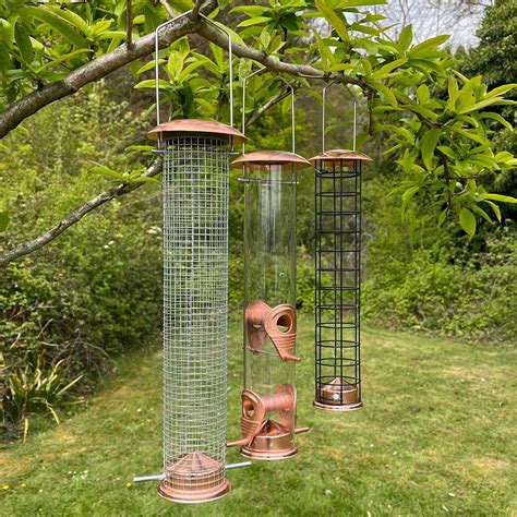 Large Seed, Nut and Fatball Copper Bird Feeders (Set of 3) I Garden ...
