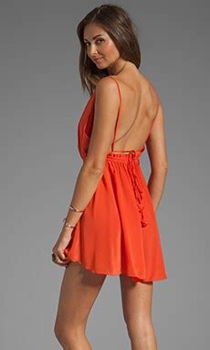 Indah Tahani Waves Silk Crepe Cowl Neck Open Back Short Dress in Papaya ...