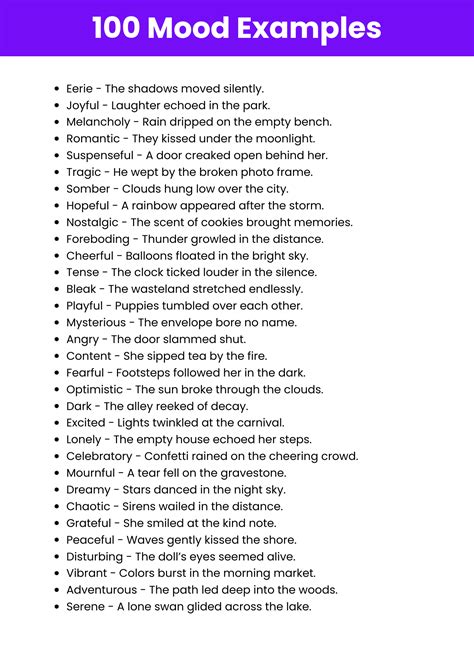 Mood - 100+ Examples, How to Use, PDF