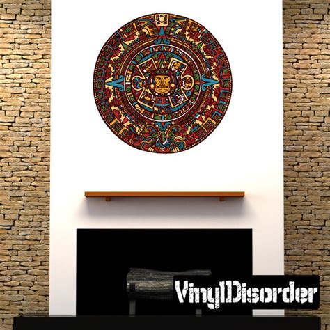Aztec Calendar Wall Decal - Wall Fabric - Vinyl Decal - Removable and ...