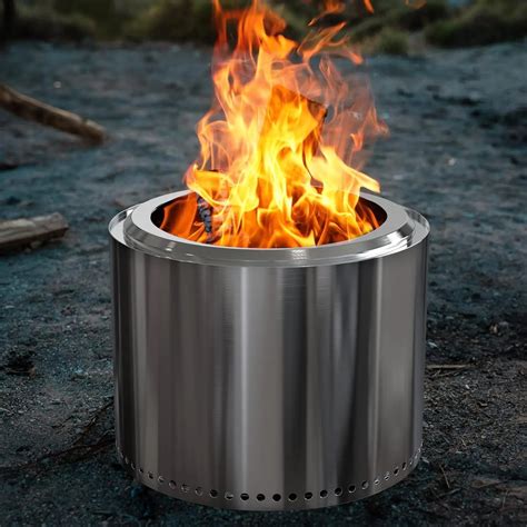 19inch Smokeless Fire Pit 304 Stainless Steel Firepit Outdoor Steel ...