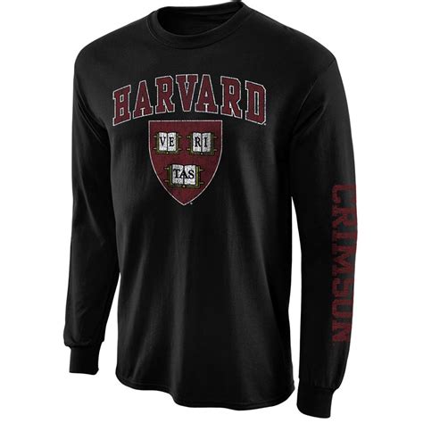 Harvard Crimson Black Big Arch N' Logo Long Sleeve T-Shirt