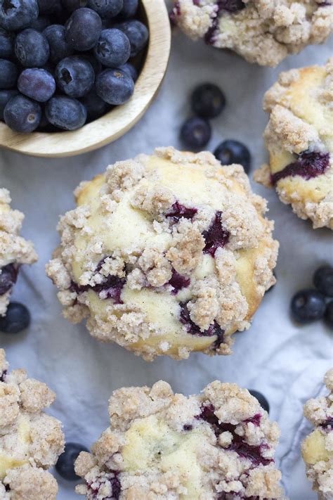 These are a family favorite! Fluffy blueberry muffins topped with a ...