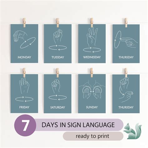 Sign Language Days of the Week, American Sign Language Days Flashcards ...