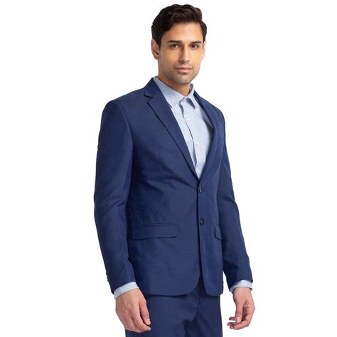 Men Blue Super Slim Fit Solid Polyester Blend Suit – MyRaymond