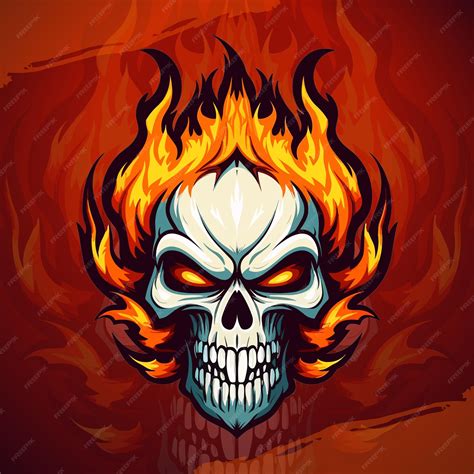 Dynamic flaming skull vector illustration for esport amp sport team ...