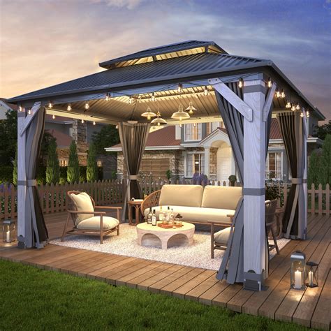 Amazon.com : GARTOO 10' x 12' Outdoor Wood Gazebo - Permanent Wooden ...