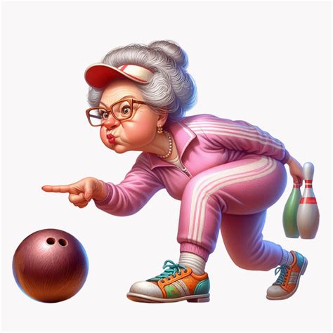 Granny Bowling Clipart Fun and Quirky 10 PNG for Digital Art ...