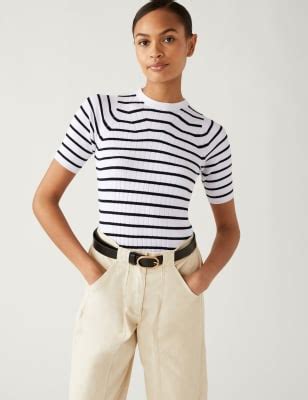 Striped Crew Neck Knitted Top