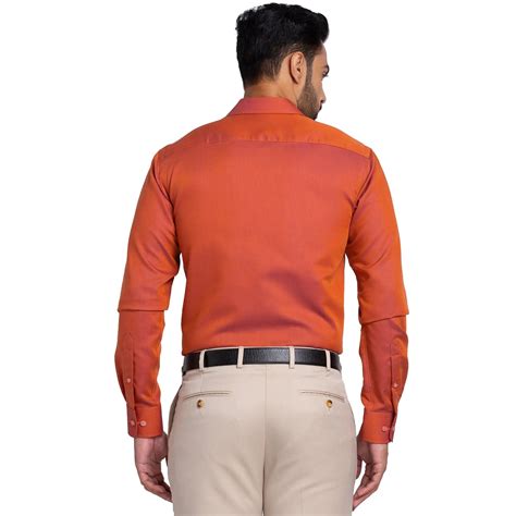Park Avenue Men Orange Structure Slim Fit Cotton Cut Away Collar Shirt ...