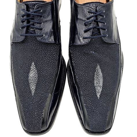 Belvedere Exotic Stingray and Eel Skin Navy Blue Dress Shoes Belvedere ...