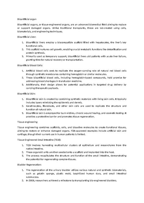 Medical module 4 - Bioartificial organ Bioartificial organs, or tissue ...