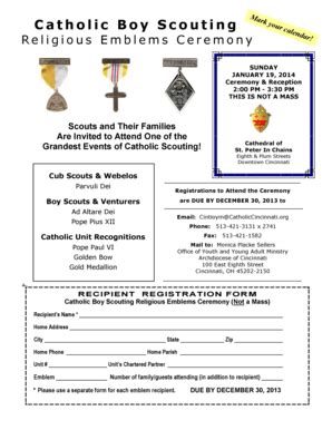 Fillable Online catholiccincinnati Catholic Boy Scouting - Archdiocese ...