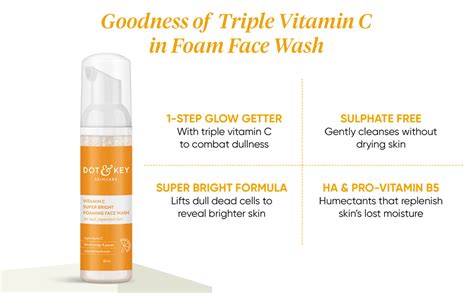 DOT & KEY Vitamin C Super Bright Foaming Face Wash For Dull&Pigmented ...