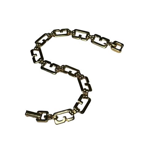 vintage GIVENCHY gold color metal "G" link chain bracelet | NOIR ONLINE