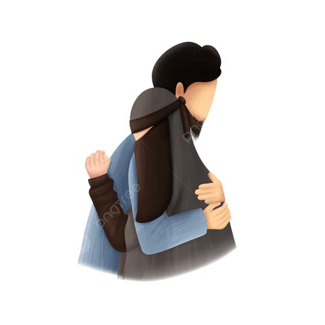 Muslim Husband And Wife Hug, Hijab, Relationship, Marriage PNG ...