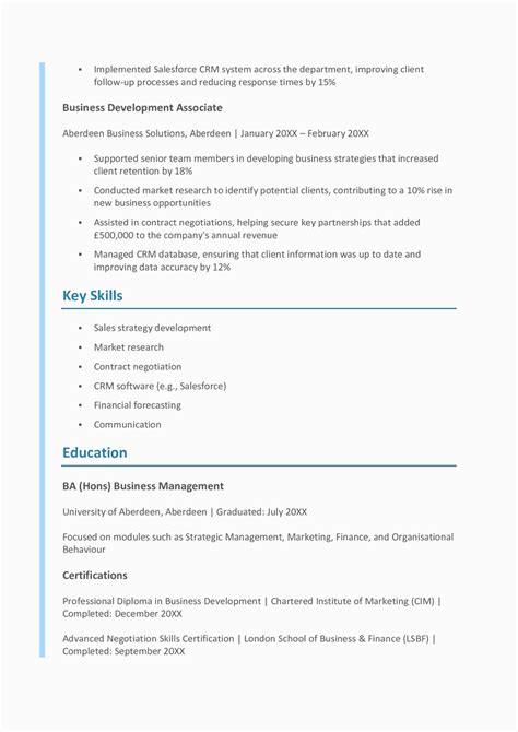 Image result for Business Development Manager CV Example