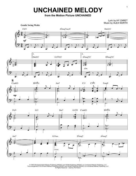 The Righteous Brothers 'Unchained Melody [Jazz version]' Sheet Music ...