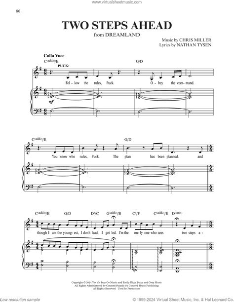 Two Steps Ahead (from Dreamland) sheet music for voice and piano