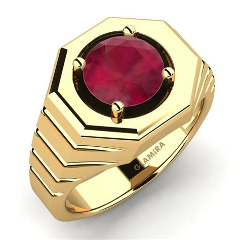 Order Men's Ring Antonie in Round cut 2 Carat 18ct Yellow Gold Ruby ...