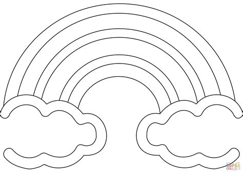 Rainbow With Clouds Coloring Page Coloring Pages
