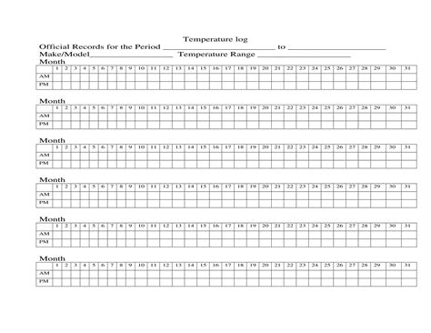 Free Printable Temperature Log Templates [Excel, Word, PDF ...