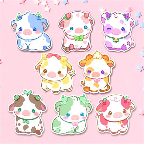 Kawaii Cute Cow Drawing With Color Cow Cute - Free Power Point Template ...