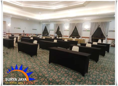 Rental Meja Ibm Cover Strict Hitam Standar Hotel Siap Kirim