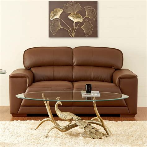 Buy Valencia Half Leather 2-Seater Sofa - Brown from Home Centre at ...