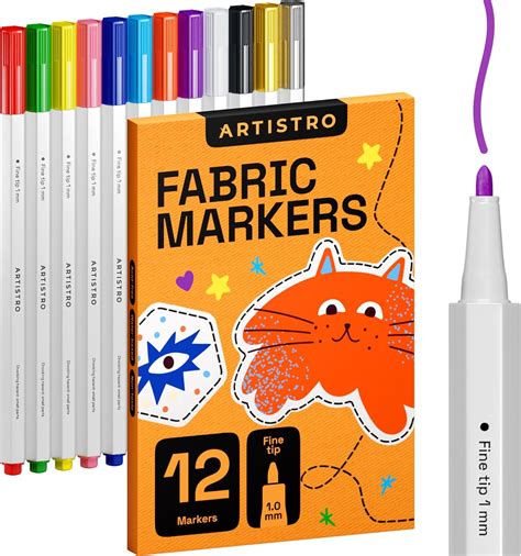 Amazon.com : ARTISTRO 12 Fabric Markers - Fine Tip Fabric Markers ...