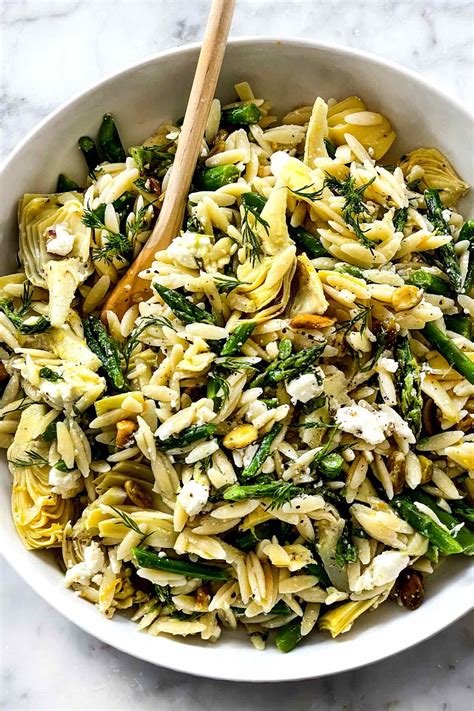 Orzo Salad with Asparagus, Artichoke Hearts and Feta | foodiecrush.com