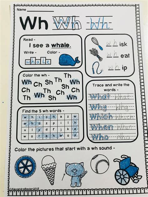 Image result for WH Digraph Worksheet