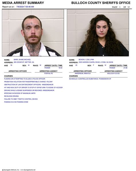 07/08/2024 Booking Report for Bulloch County - AllOnGeorgia