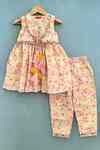 Buy Green Cotton Embroidery, Sequins Foliage Print Kurta With Pant For ...