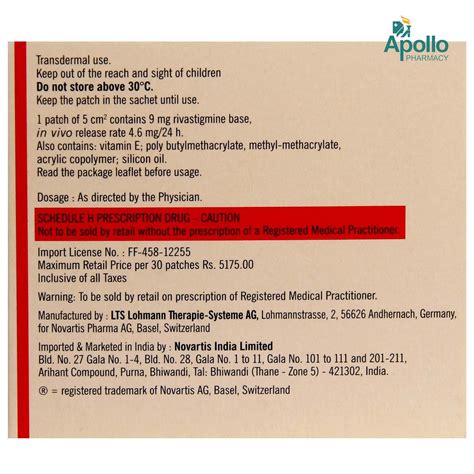 Exelon Transdermal Patch 5 Price, Uses, Side Effects, Composition ...