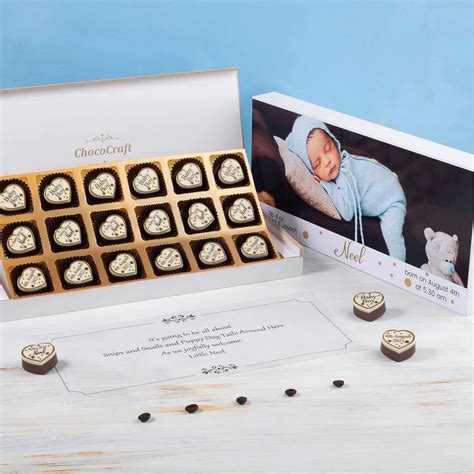 Chocolate Birth Announcement Boxes – 18 Printed Chocolates – CHOCOCRAFT