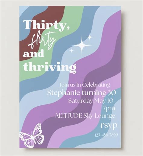 Thirty Flirty and Thriving 30th Birthday Invitation | 13 Going on 30 ...