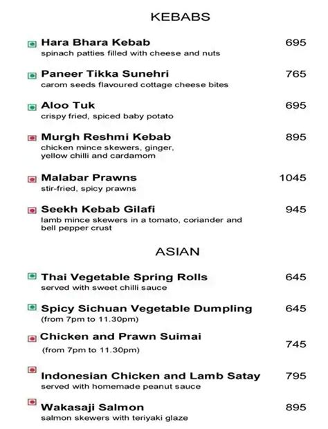 Menu at Six Degrees - The Leela Mumbai, Mumbai