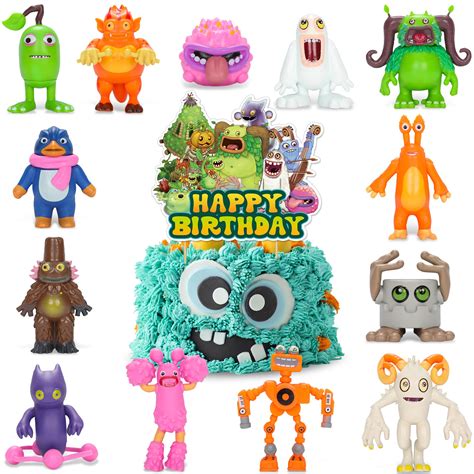 Buy Singing Monsters Toys Mini Figure Playset with Cake Topper Birthday ...