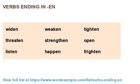 Verbs ending in -en (544 results)